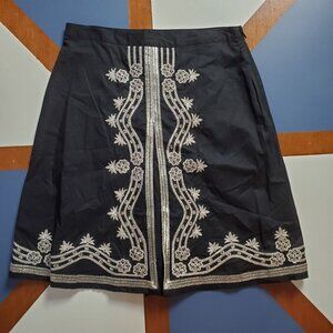 Old Navy Skirt Low Waist‎ Womens 1 Black Silver Embroidery Armor Cosplay Pleated